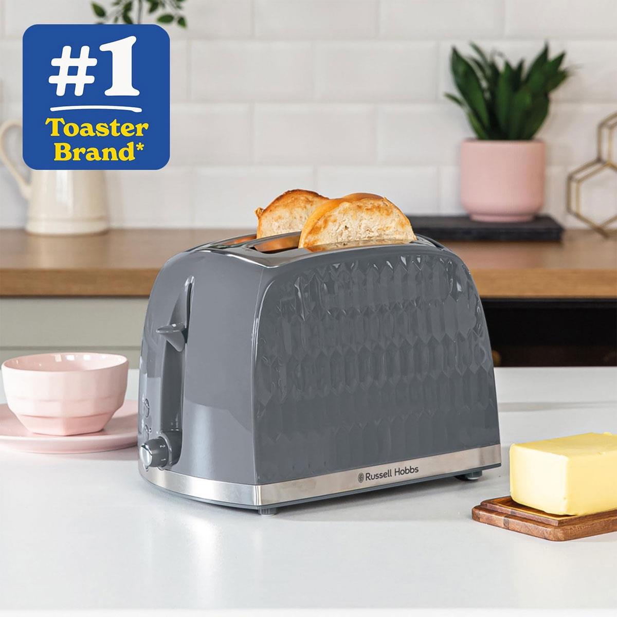 Russell Hobbs Contemporary Honeycomb 2 Slice Toaster 850 W - Grey