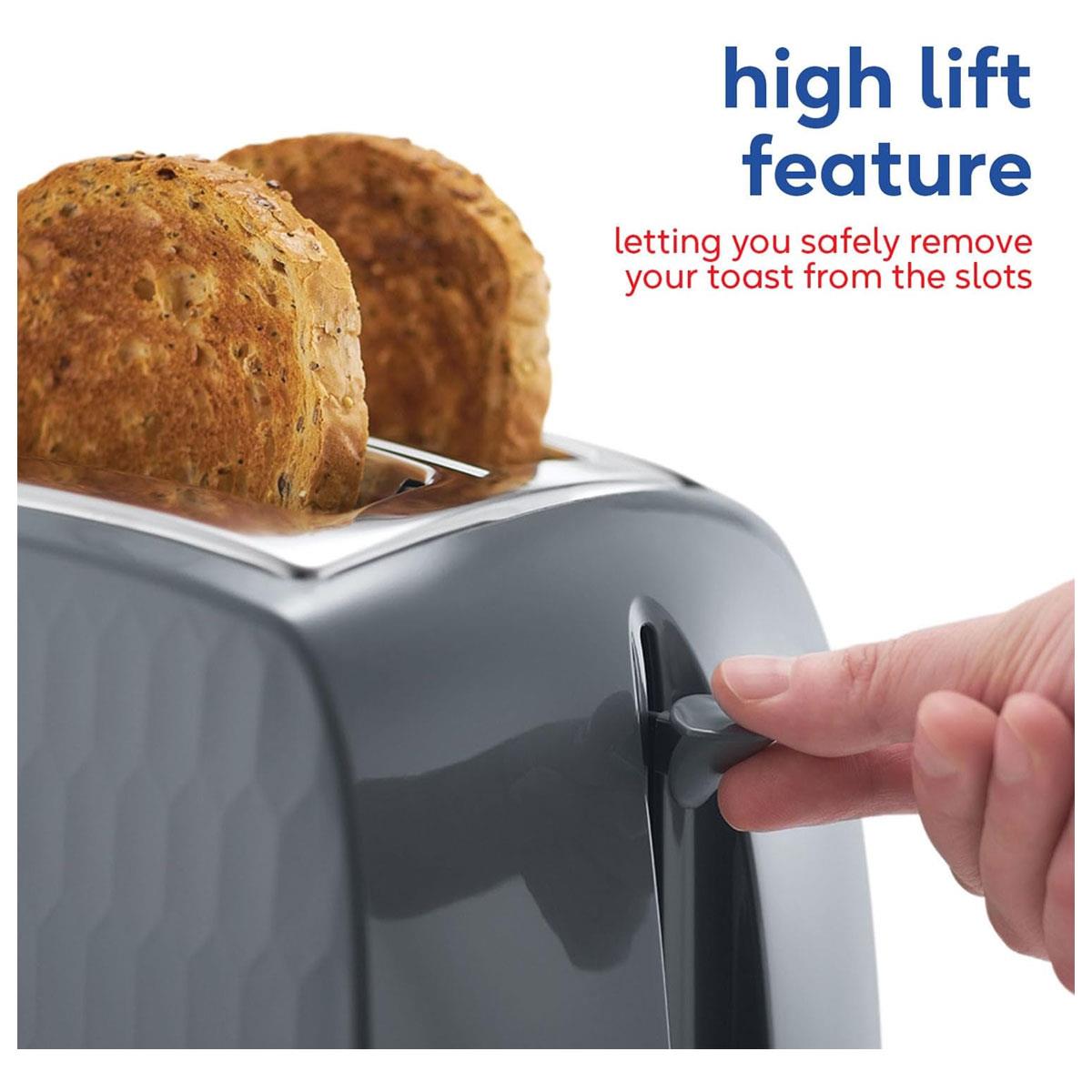 Russell Hobbs Contemporary Honeycomb 2 Slice Toaster 850 W - Grey