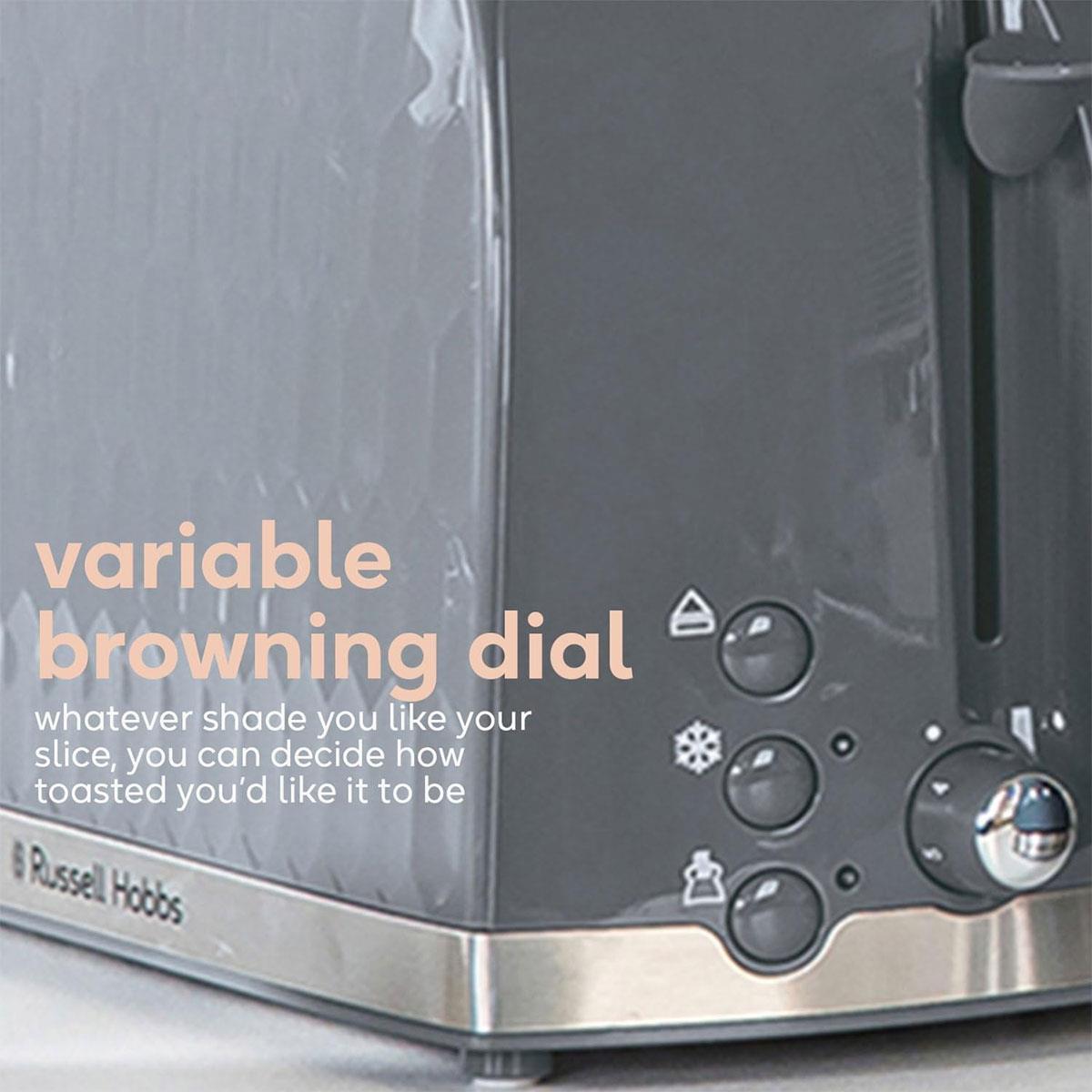 Russell Hobbs Contemporary Honeycomb 2 Slice Toaster 850 W - Grey