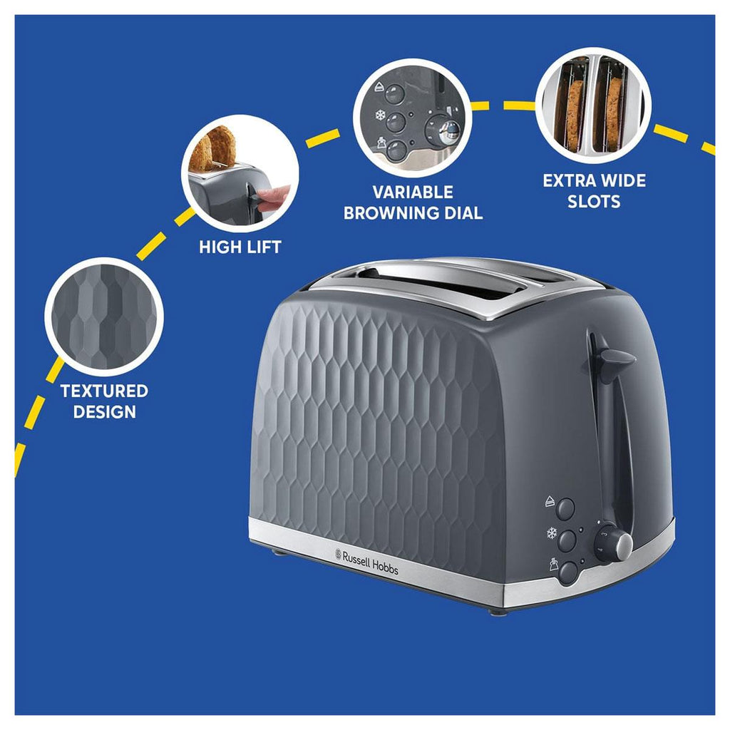 Russell Hobbs Contemporary Honeycomb 2 Slice Toaster 850 W - Grey