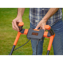 Black & Decker Corded Electric Lawn Mower With Ergonomic Bike Handle 1400W 34cm 240V - Orange/Black
