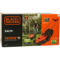 Black & Decker Corded Electric Lawn Mower With Ergonomic Bike Handle 1400W 34cm 240V - Orange/Black