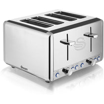 Swan Classic Styled 4 Slice Toaster Polished Stainless Steel 1850 W - Silver