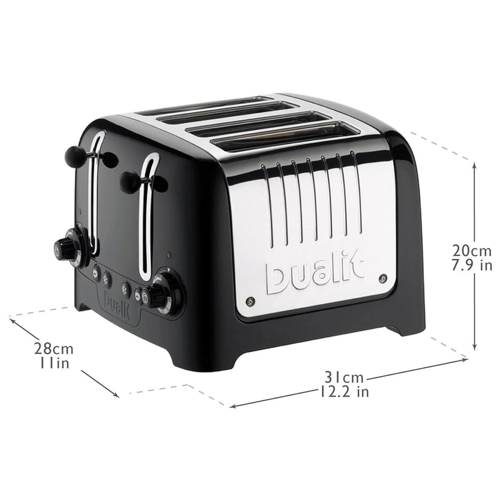 Dualit Lite 4 Slice Toaster High Gloss Stainless Steel 1260 W - Black