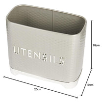 KitchenCraft Lovello Retro Utensil Holder With Geometric Textured Finish - Shadow Grey