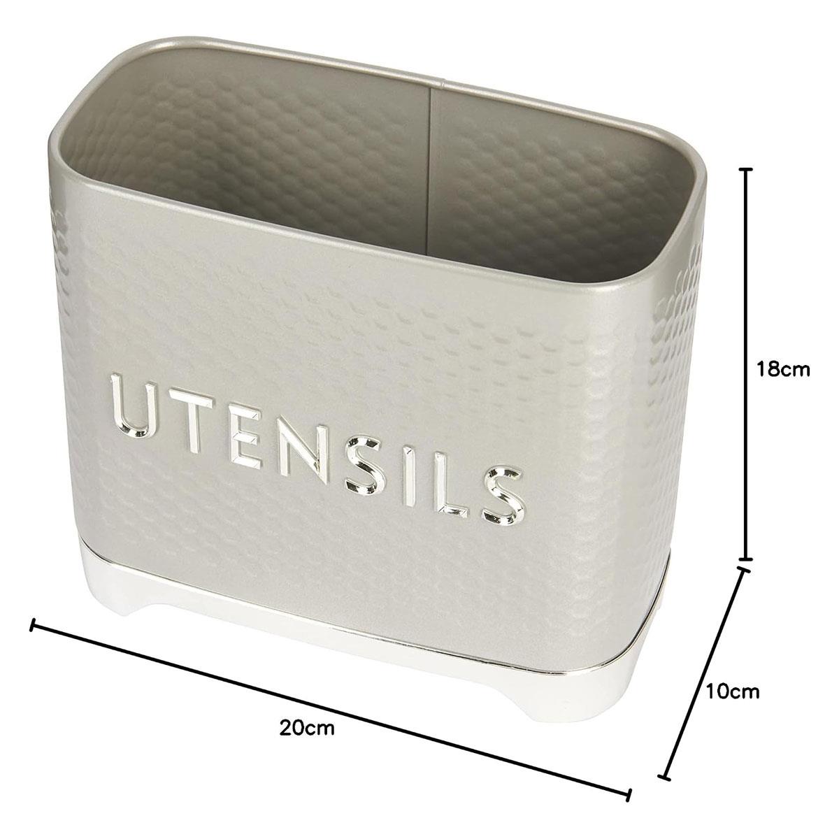 KitchenCraft Lovello Retro Utensil Holder With Geometric Textured Finish - Shadow Grey