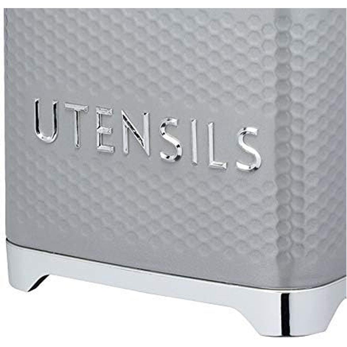 KitchenCraft Lovello Retro Utensil Holder With Geometric Textured Finish - Shadow Grey