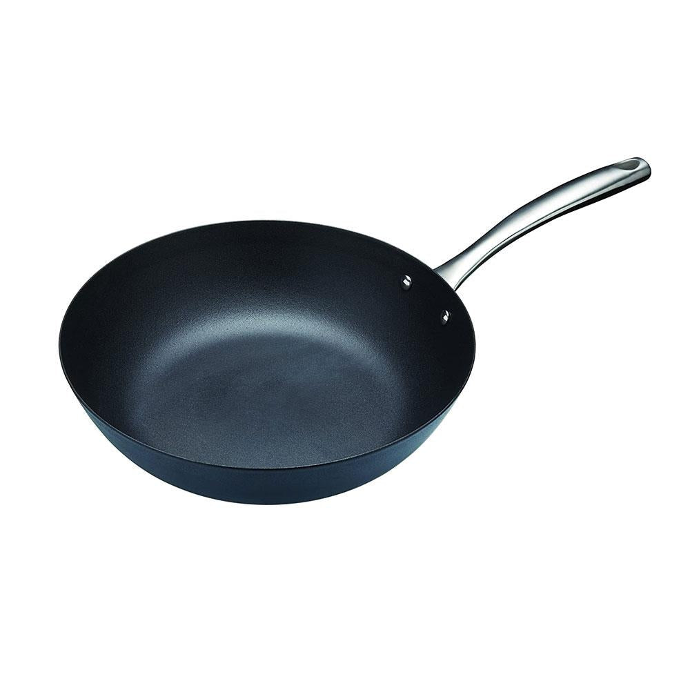 KitchenCraft MasterClass Induction Ready Wok Non-Stick Carbon Steel 30cm - Black