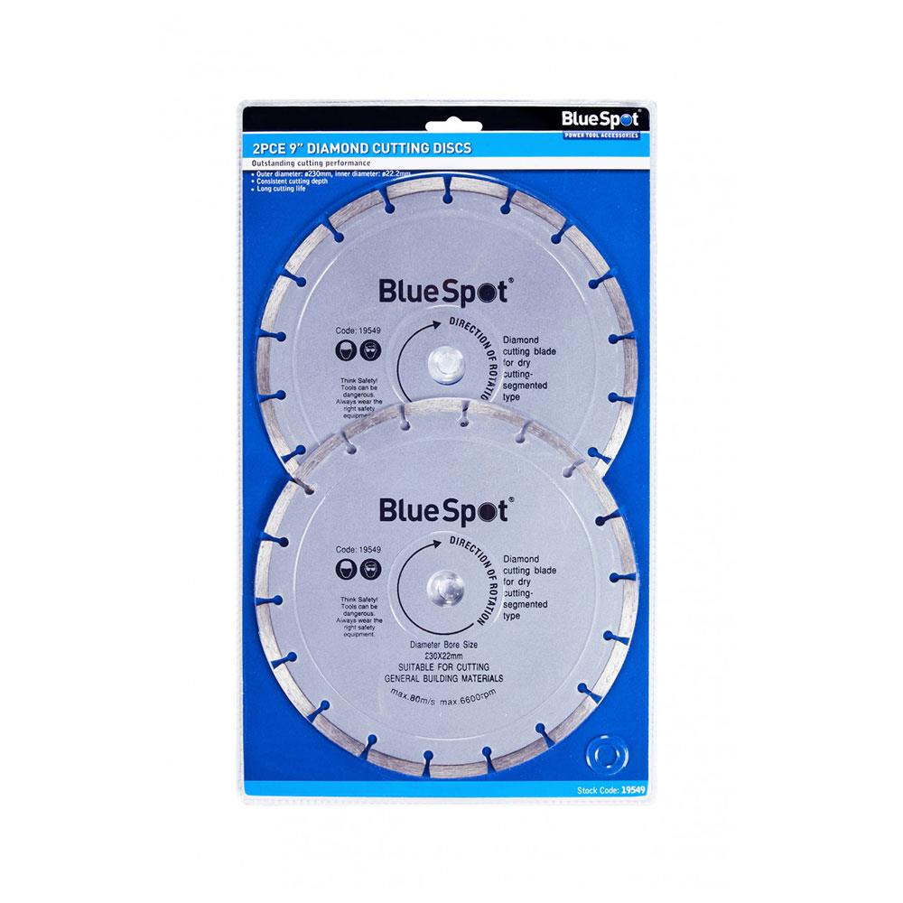 BlueSpot Segmented Diamond Dry Cutting Disc 230mm 2 Piece Set - Silver