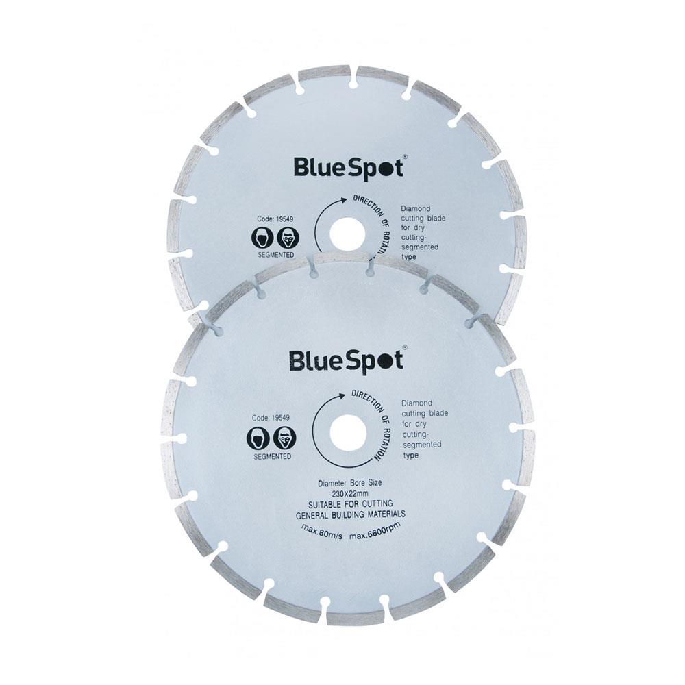 BlueSpot Segmented Diamond Dry Cutting Disc 230mm 2 Piece Set - Silver
