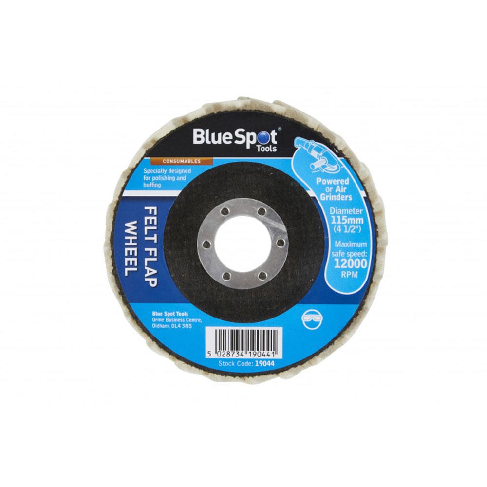 BlueSpot Felt Flap Wheel 115mm For Powered Or Air Angle Grinder