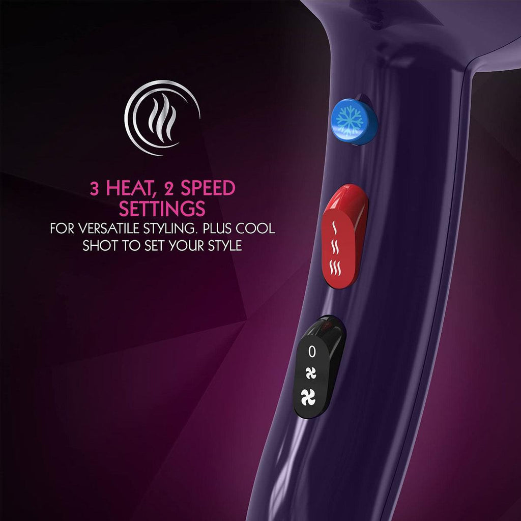 Wahl Professional Ionic Style Hair Dryer Purple 3 Heat Settings 2000W