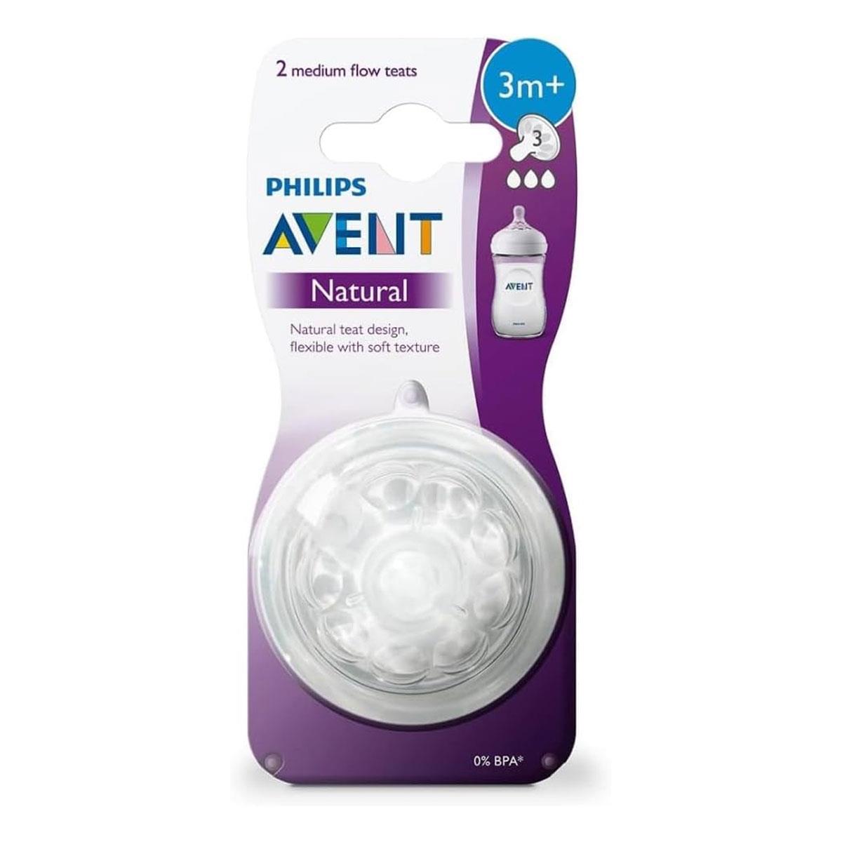 Philips Avent Natural Teat Anti-Colic Medium Flow 3 Months+ Pack of 2