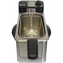 Igenix Deep Fat Dryer With Basket Non Stick Inner Bowl Brushed Stainless Steel 1500 W 1.5 Litre - Silver