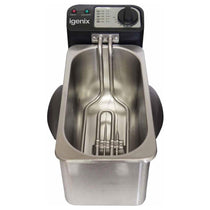 Igenix Deep Fat Dryer With Basket Non Stick Inner Bowl Brushed Stainless Steel 1500 W 1.5 Litre - Silver