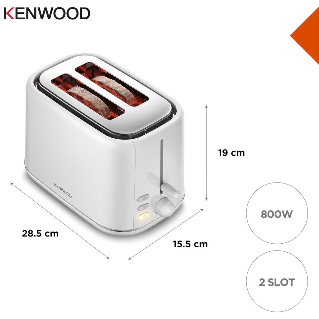 Kenwood Abbey Collection Lux 2 Slice Toaster With Reheat Defrost Cancel Functions 800 W - Pure White