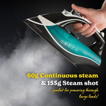 Russell Hobbs Supreme Steam Ultra Traditional Iron Ceramic Soleplate 2600 W 300ml Water Tank - Black/Green/White