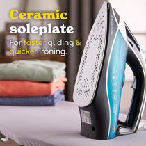 Russell Hobbs Supreme Steam Ultra Traditional Iron Ceramic Soleplate 2600 W 300ml Water Tank - Black/Green/White