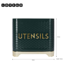 KitchenCraft Lovello Retro Utensil Holder With Geometric Textured Finish - Hunter Green