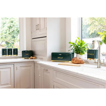 KitchenCraft Lovello Retro Utensil Holder With Geometric Textured Finish - Hunter Green