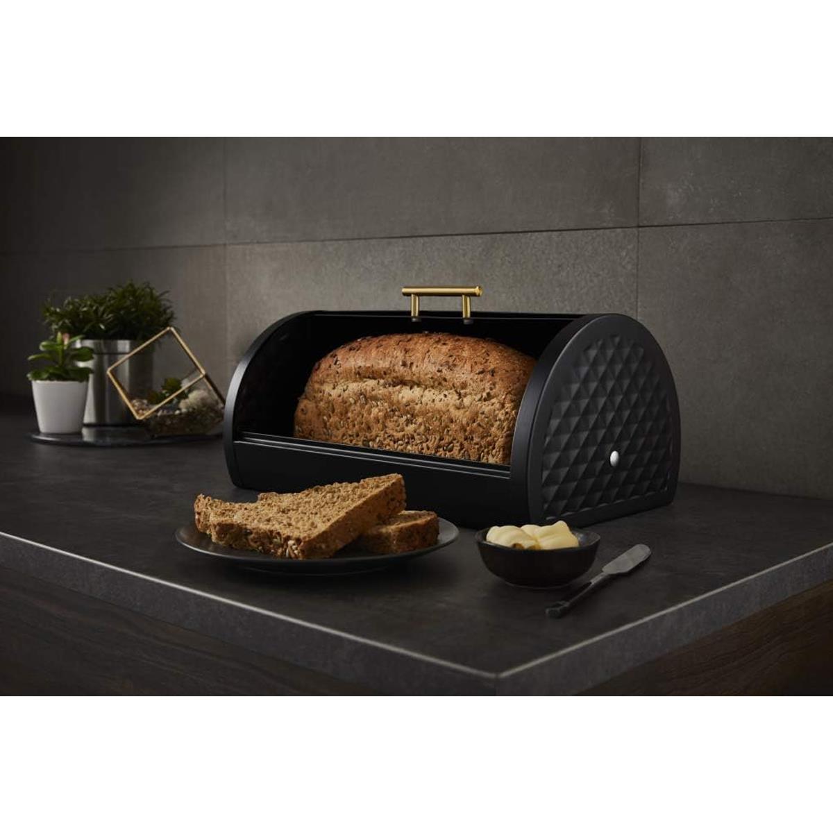 Swan Gatsby Roll Top Bread Bin - Black