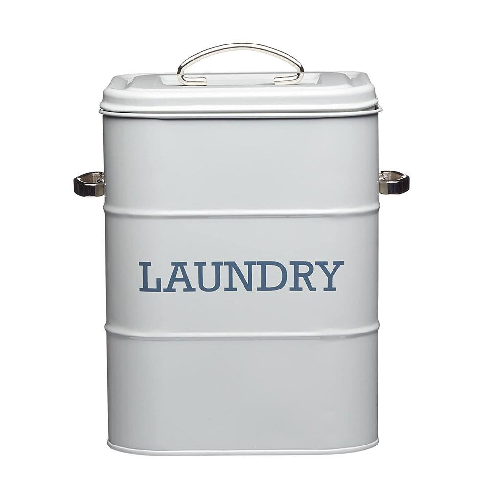 KitchenCraft Living Nostalgia Laundry Tin Metal 6 Litre 19cm x 16cm x 27cm - French Grey