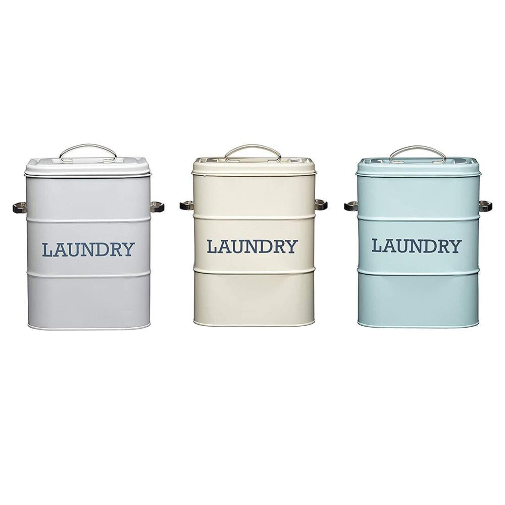 KitchenCraft Living Nostalgia Laundry Tin Metal 6 Litre 19cm x 16cm x 27cm - French Grey
