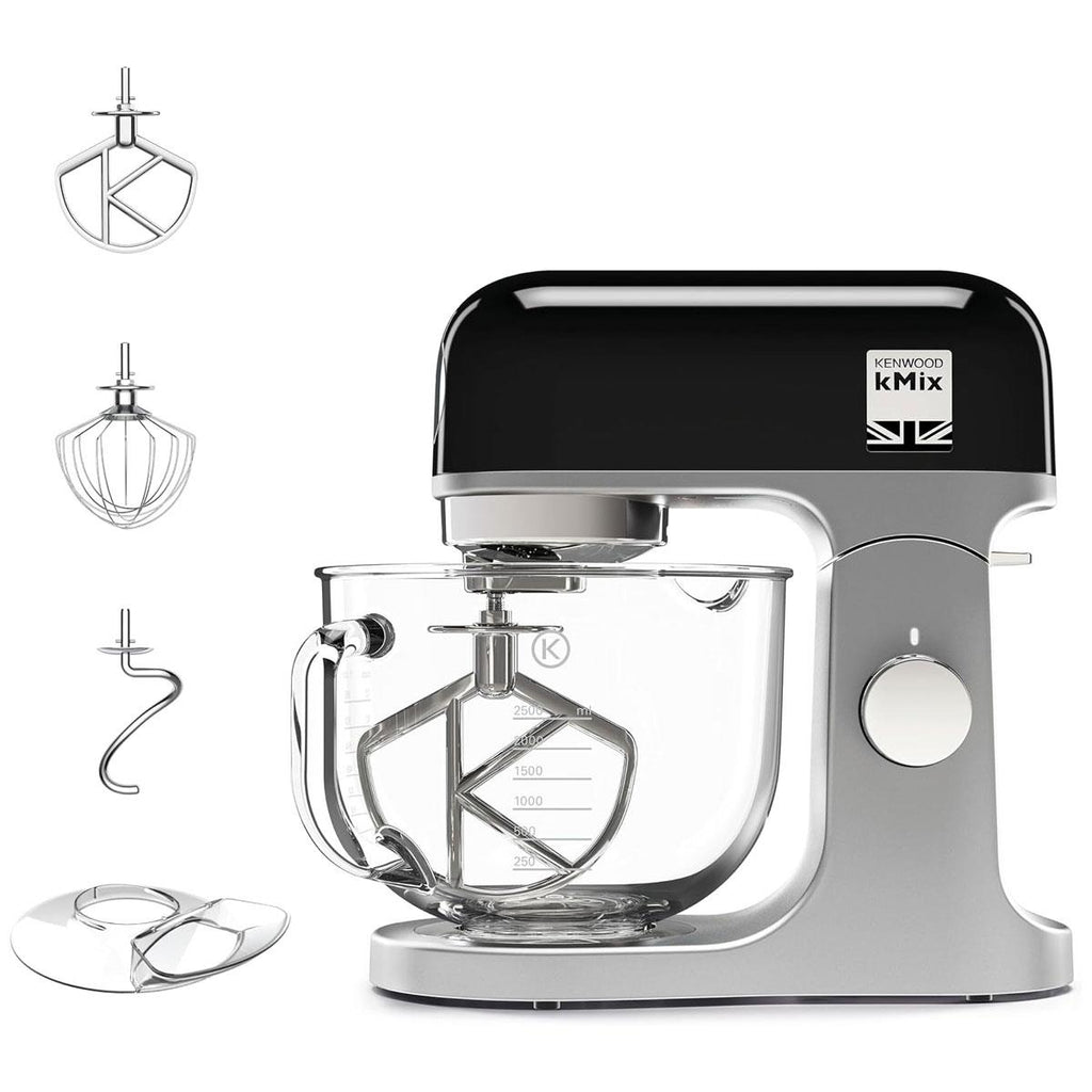 Kenwood kMix Stand Mixer With K-Beater Dough Hook And Whisk 1000 W 5 Litre Glass Bowl - Black