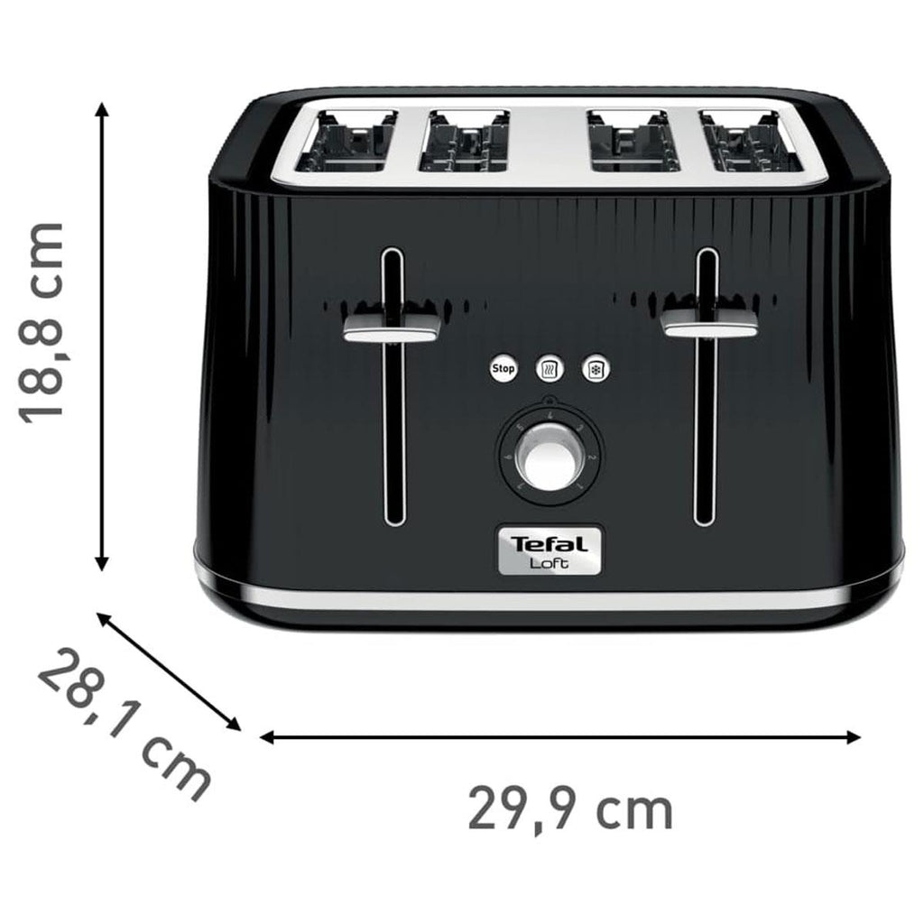 Tefal Loft Quintessentially British 4 Slice Toaster Plastic 1700 W - Noir Black