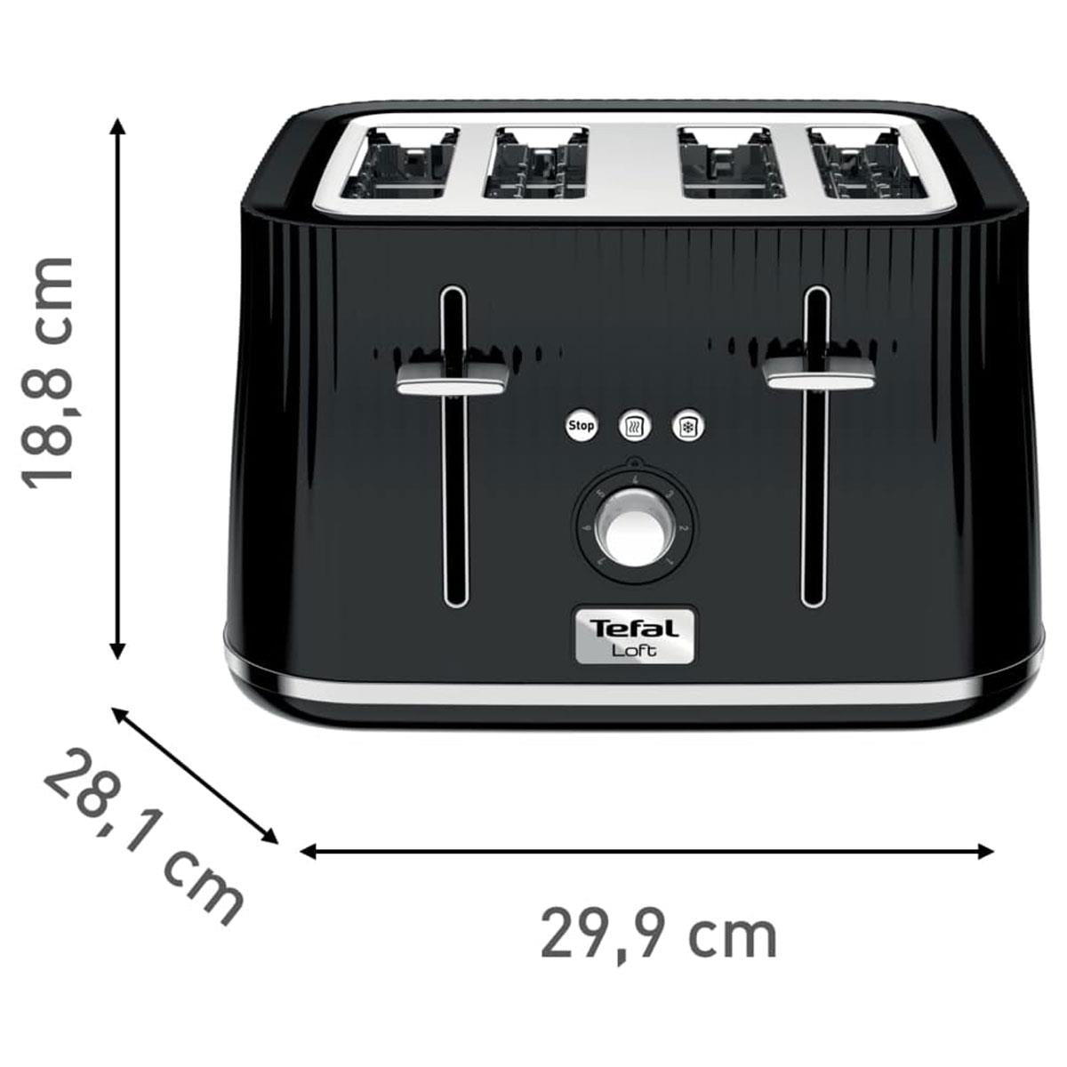 Tefal Loft Quintessentially British 4 Slice Toaster Plastic 1700 W - Noir Black