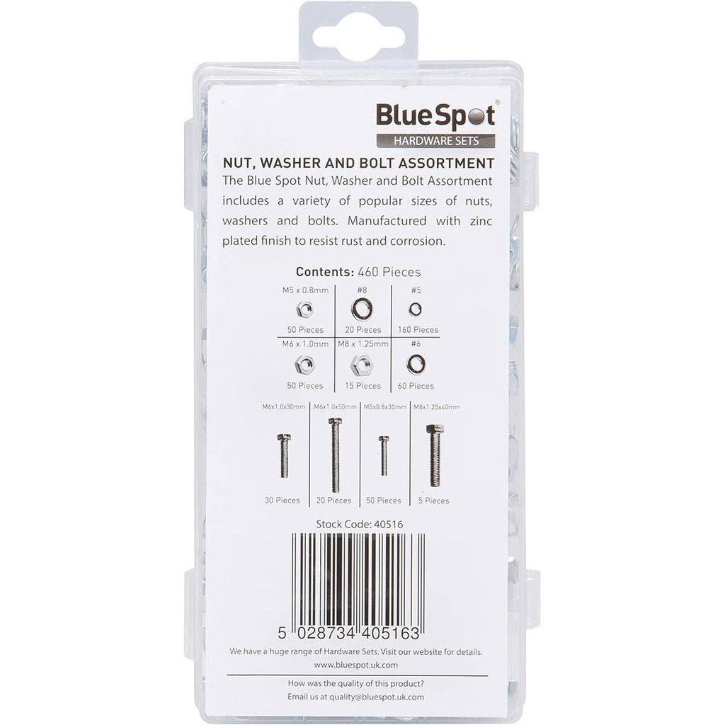 BlueSpot Assorted Nut Washer And Bolt Set - 460 Piece
