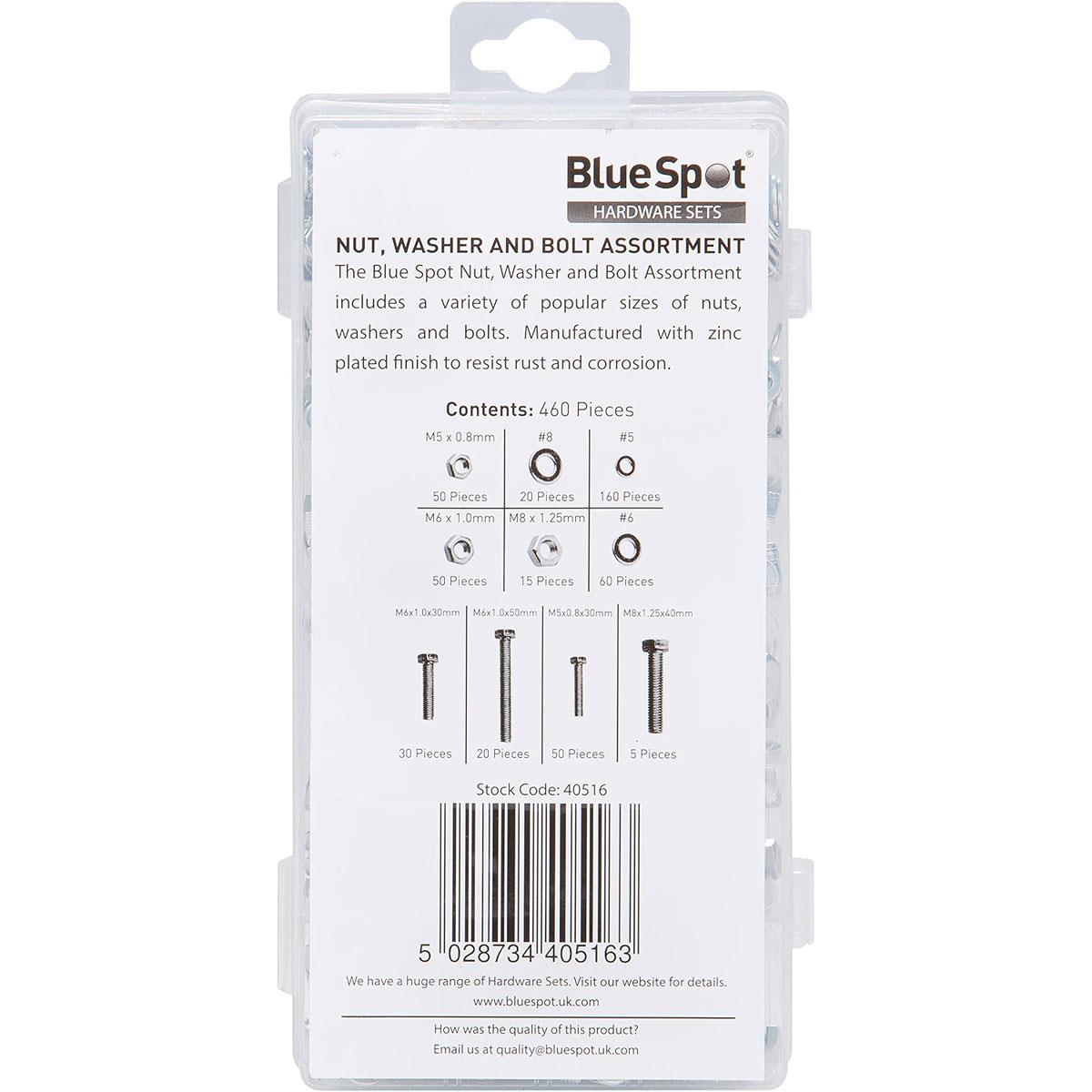 BlueSpot Assorted Nut Washer And Bolt Set - 460 Piece