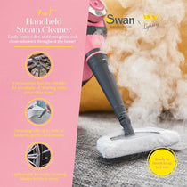 Swan Lynsey TVs Queen Of Clean Handheld Steam Cleaner With 9 Piece Accessory Kit - Pink/Grey
