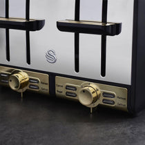 Swan Gatsby 4 Slice Toaster Diamond Pattern Design 1850 W - Black And Gold