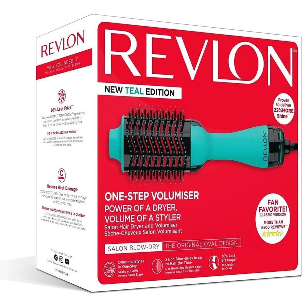 Revlon One-Step Hair Dryer and Volumiser Brush – New Teal Edition Ionic Hot Air Styling Tool EU Plug