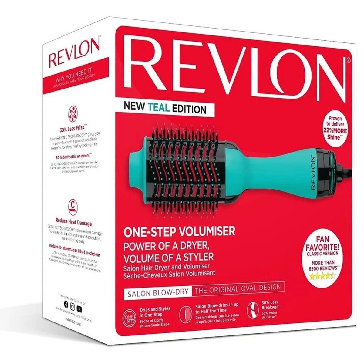 Revlon One-Step Hair Dryer and Volumiser Brush – New Teal Edition Ionic Hot Air Styling Tool EU Plug