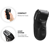 Wahl GroomEase Travel Shaver Durable Foil Guard 3-Cut System Battery Operated - Black