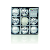 Premier Shatterproof Christmas Tree Baubles 60mm Set of 9 - Silver