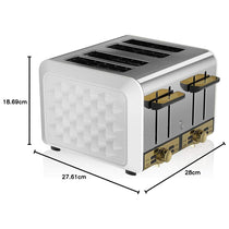 Swan Gatsby 4 Slice Toaster Diamond Pattern Design 1850 W - White And Gold