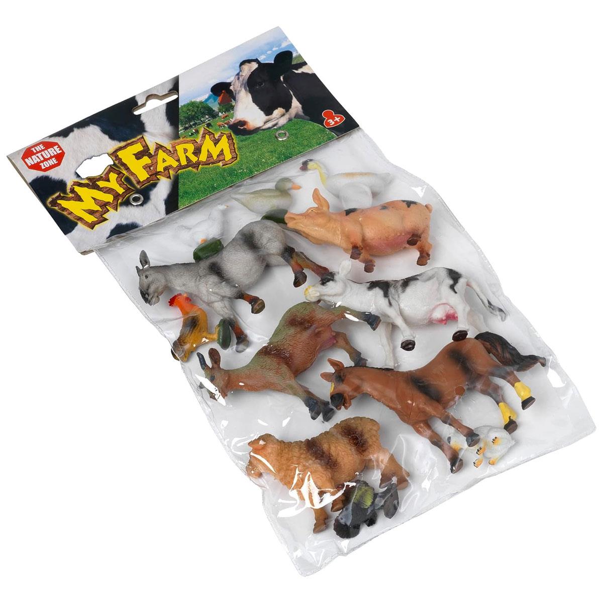 Peterkin My Farm 12 Piece Farm Animal Set 6 Small And 6 Large Animals Figures Toys - Multicolour