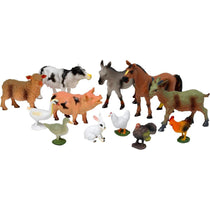 Peterkin My Farm 12 Piece Farm Animal Set 6 Small And 6 Large Animals Figures Toys - Multicolour