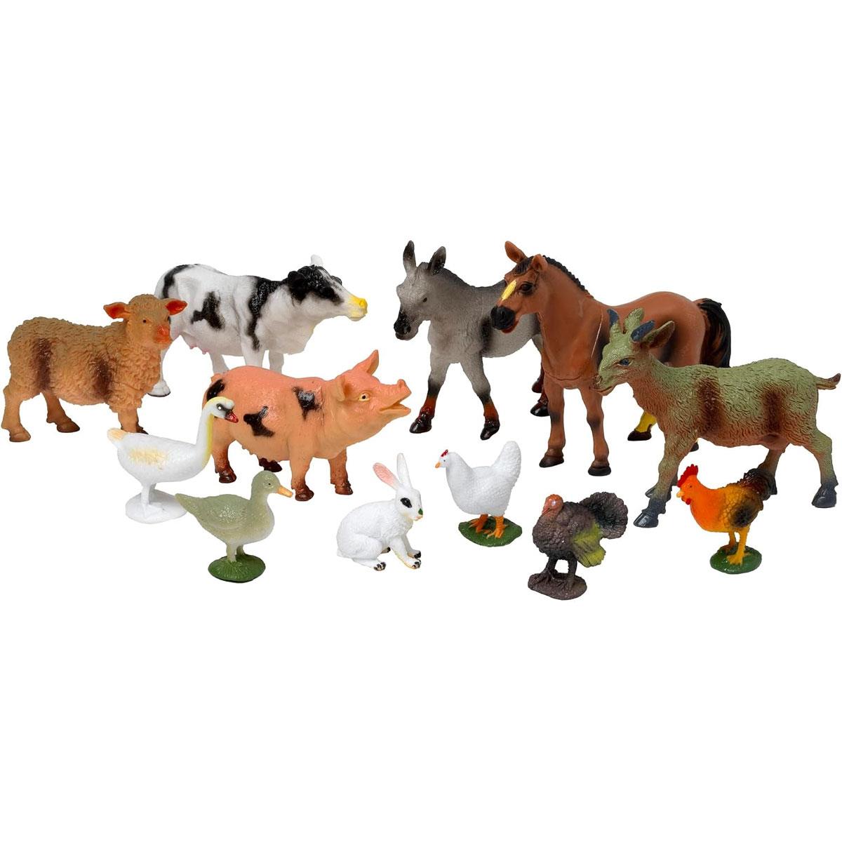 Peterkin My Farm 12 Piece Farm Animal Set 6 Small And 6 Large Animals Figures Toys - Multicolour