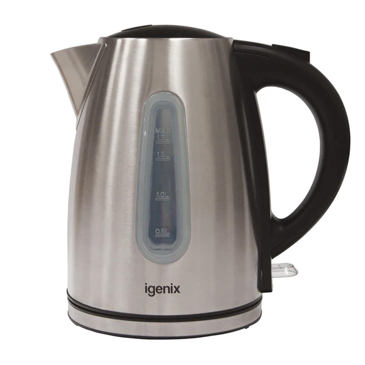 Igenix Cordless Electric Jug Kettle Brushed Stainless Steel 3000 W 1.7 Litre - Silver