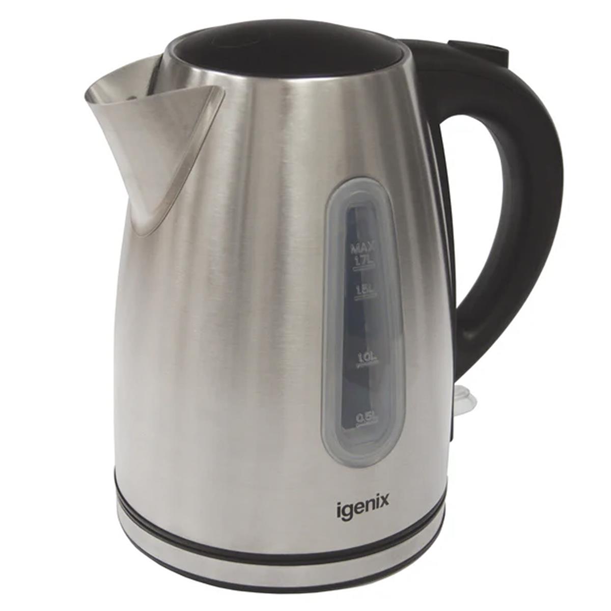 Igenix Cordless Electric Jug Kettle Brushed Stainless Steel 3000 W 1.7 Litre - Silver