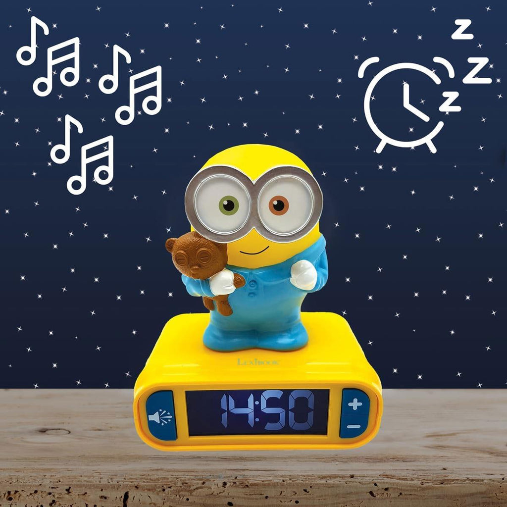 Lexibook Despicable Me Minions Childrens Clock With Night Light - Yellow/Blue