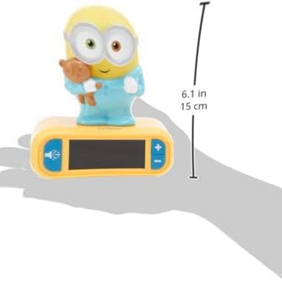 Lexibook Despicable Me Minions Childrens Clock With Night Light - Yellow/Blue