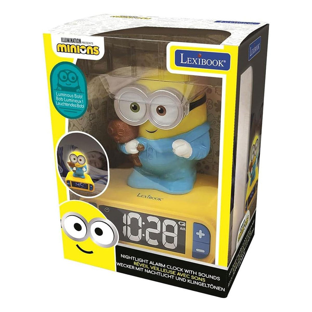 Lexibook Despicable Me Minions Childrens Clock With Night Light - Yellow/Blue
