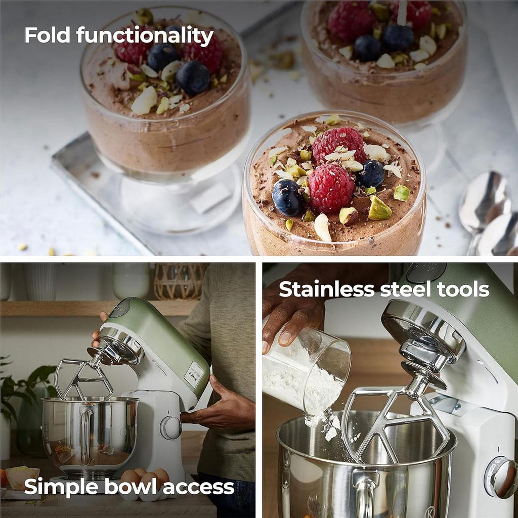Kenwood kMix Stand Mixer KMX760GR 5L 1000W Stainless Steel Bowl Green with K-Beater Dough Hook Whisk