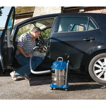 Draper Wet And Dry Vacuum Cleaner With 20 Litre Stainless Steel Tank And Accessories 1250W - Blue