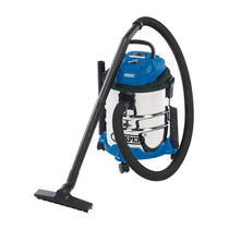 Draper Wet And Dry Vacuum Cleaner With 20 Litre Stainless Steel Tank And Accessories 1250W - Blue